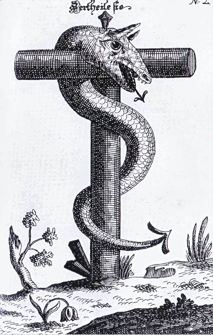 Serpent enroulé sur une croix, Donum Dei, 1735