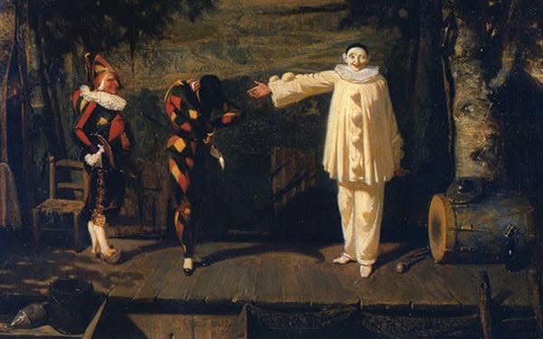 Parade : Pierrot présente à l'assemblée ses compagnons Arlequin et Polichinelle, Octave Penguilly L'Haridon, 1846