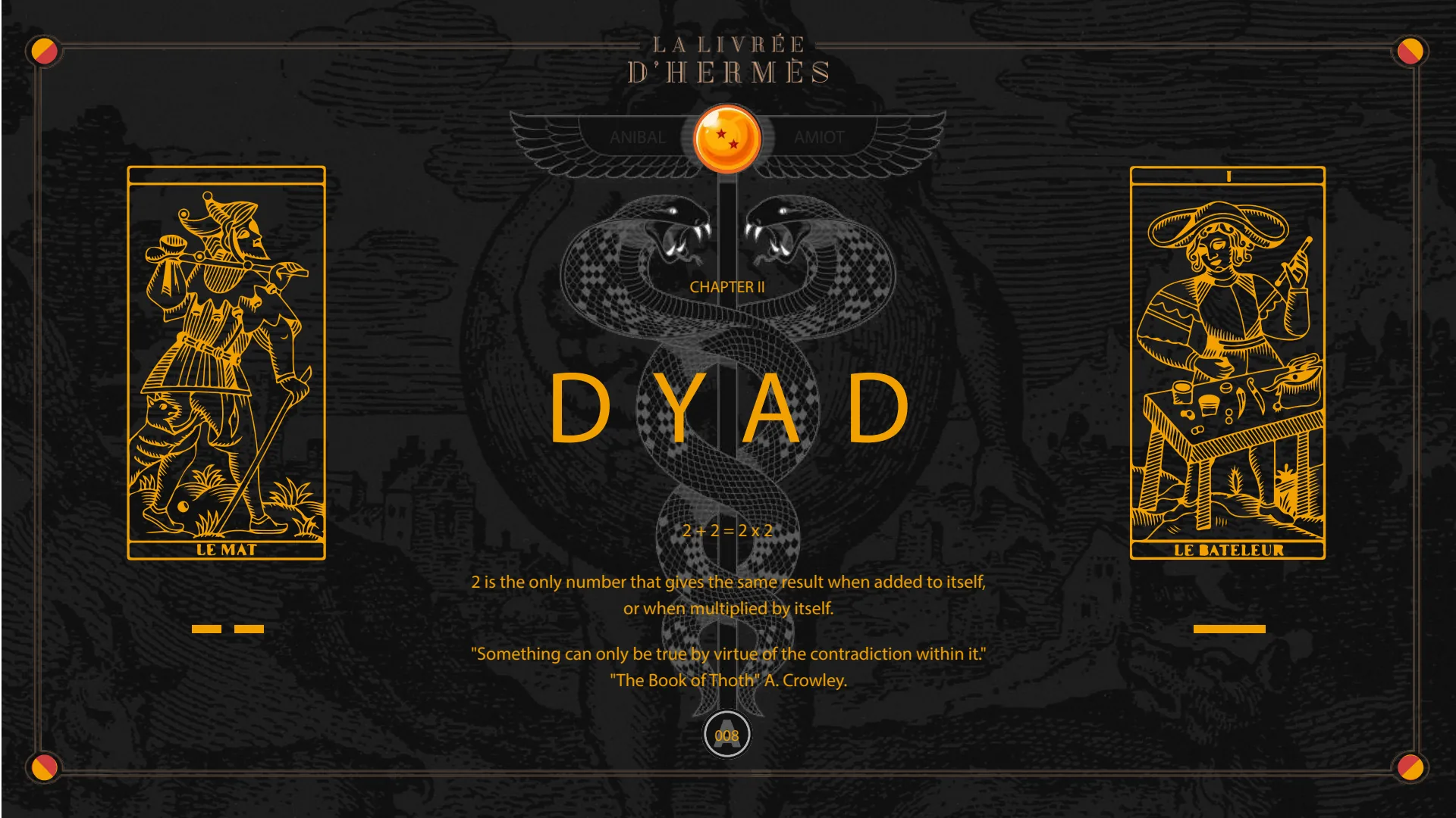 Chapter II, Dyad: 2 + 2 = 2 x 2.