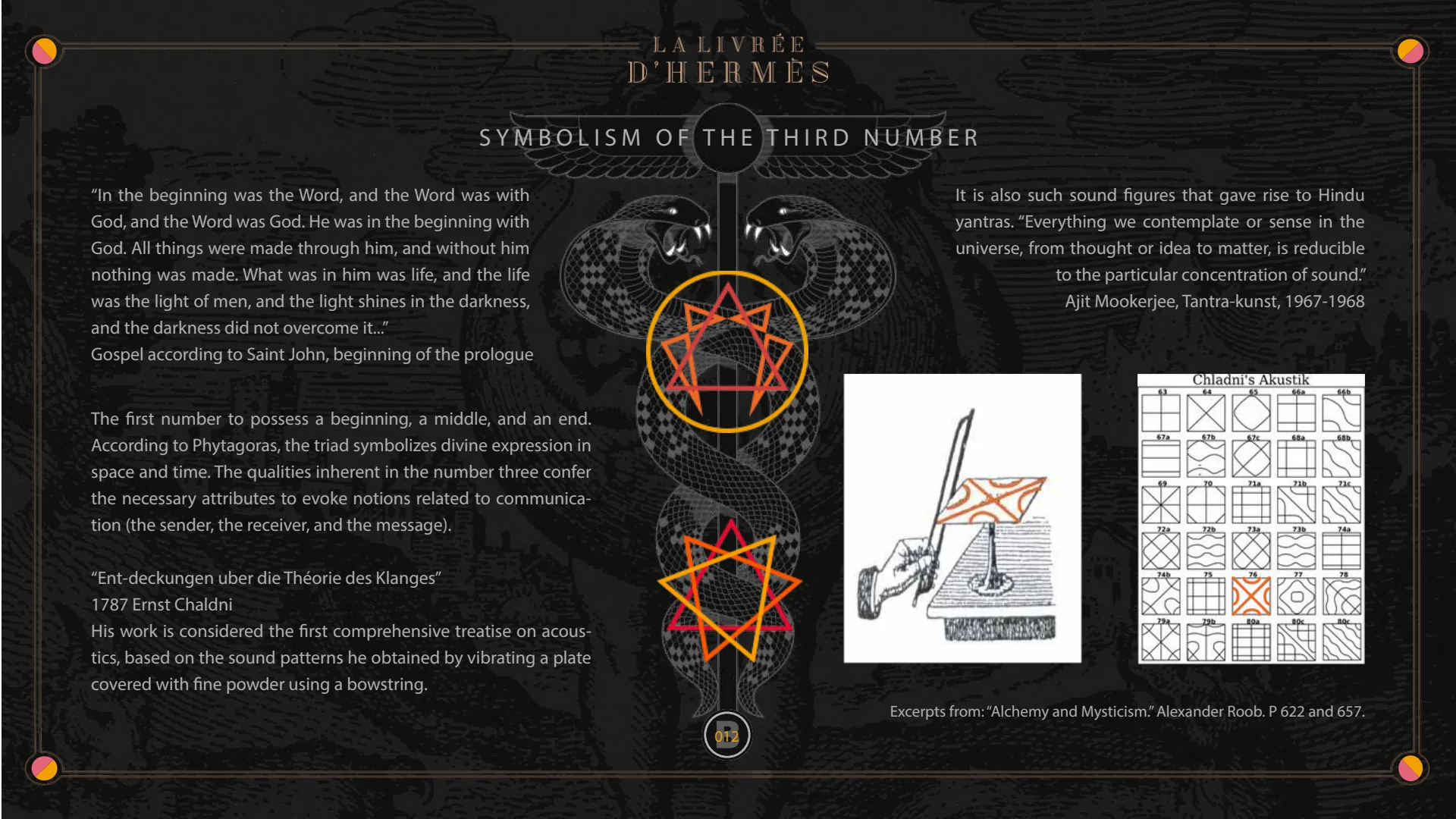 Symbolism of the third number: Chladni's sound figures and the yantras.
