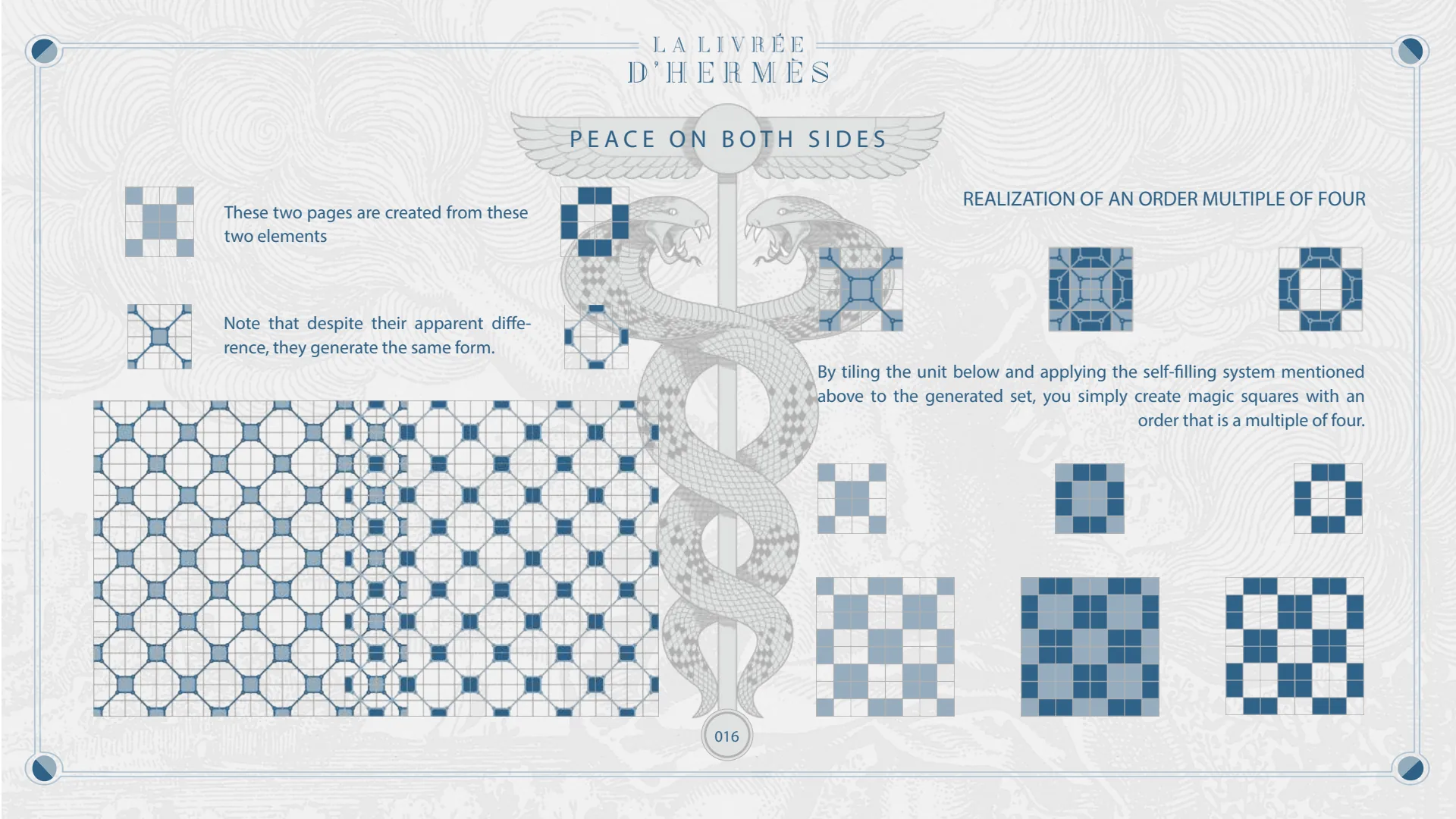 Peace on both sides: realization of an order multiple of four.