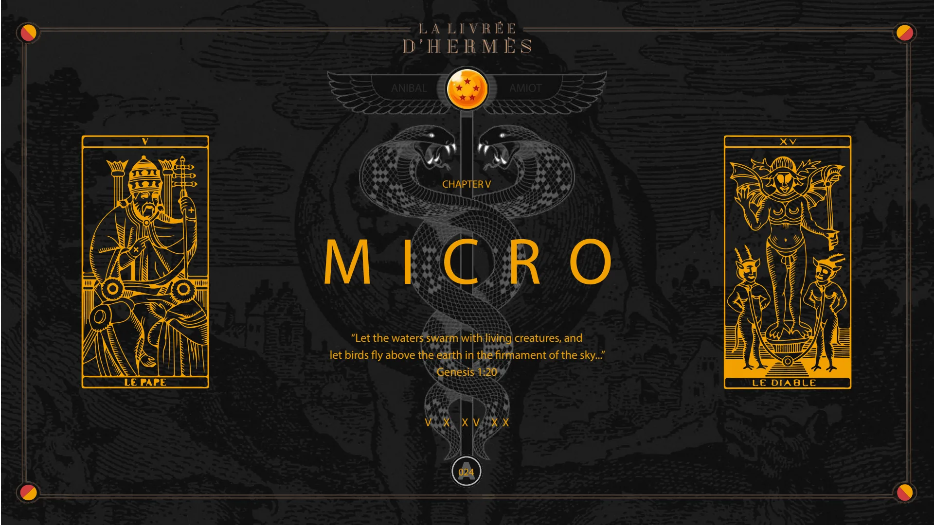 Chapter V, Micro: the waters swarming with living creatures (Genesis 1:20).