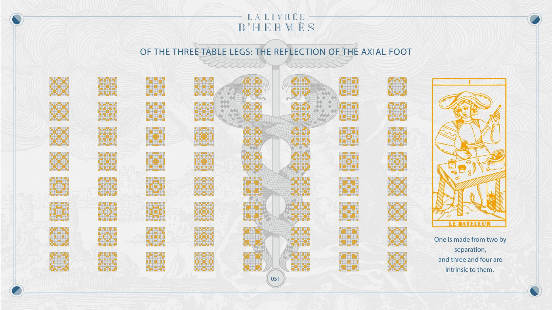 Of the three table legs: the reflection of the axial foot.