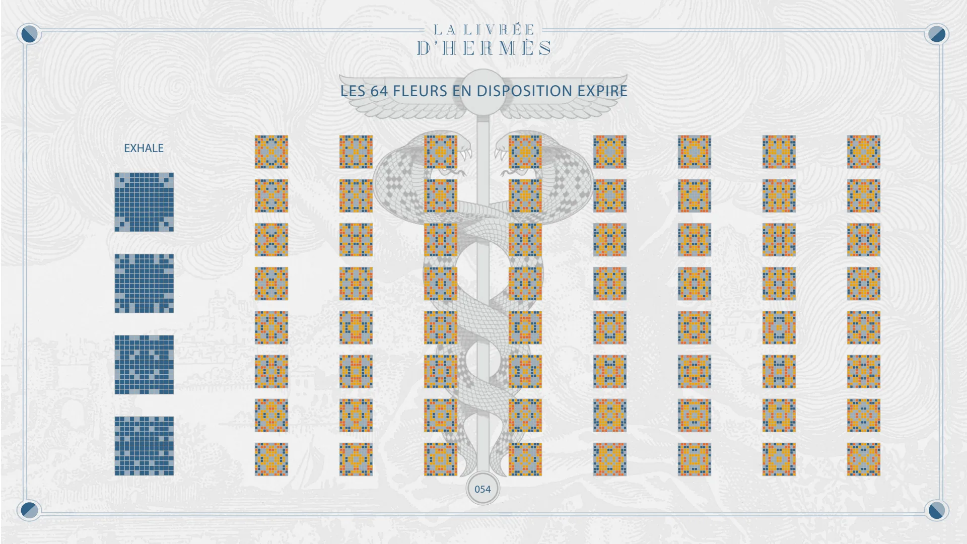 Exhale : les 64 fleurs en disposition expire.
